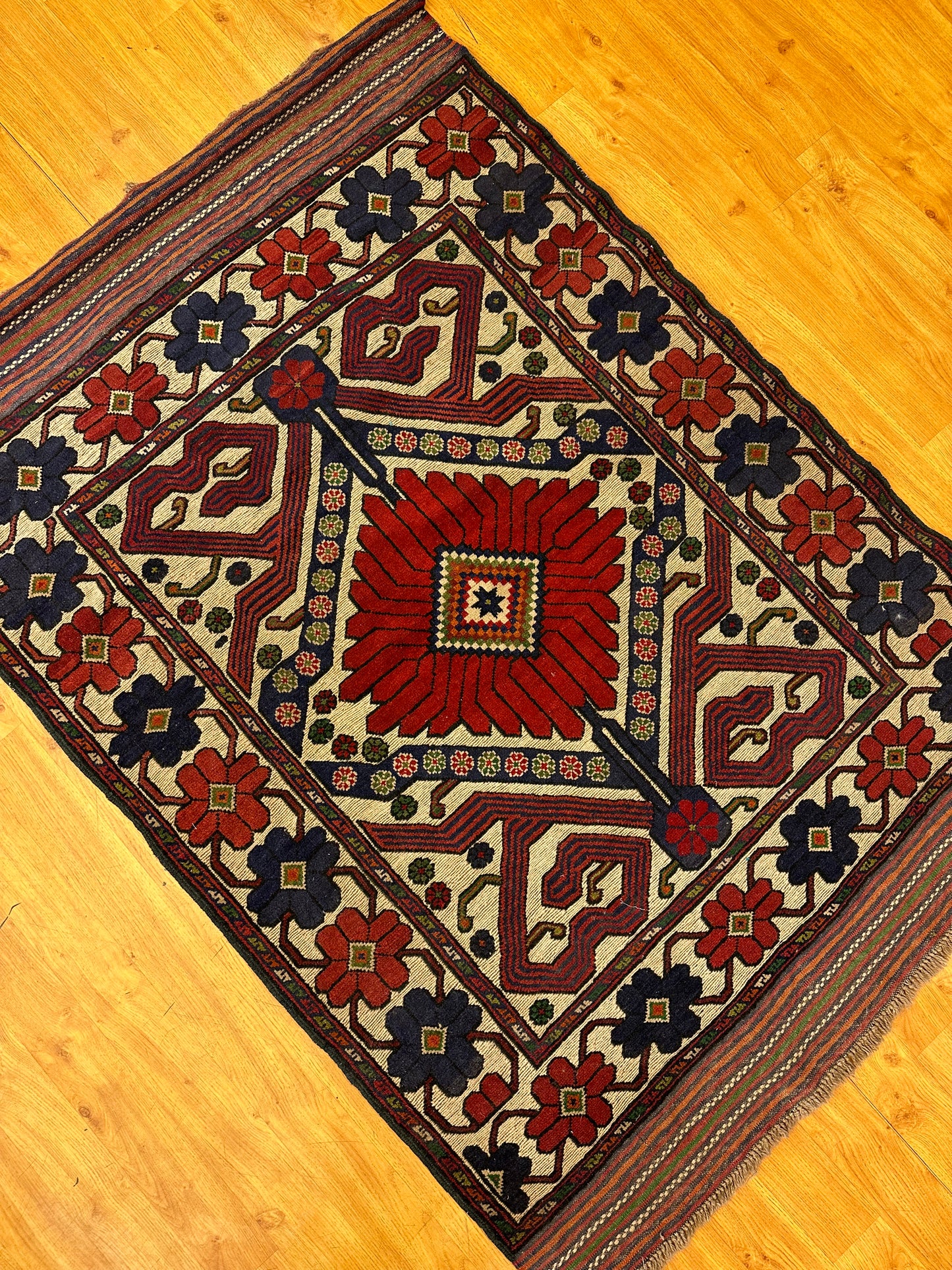 6x4 FT Flowers Of Afghan Wool Rug ArtAsiaHandicrafts