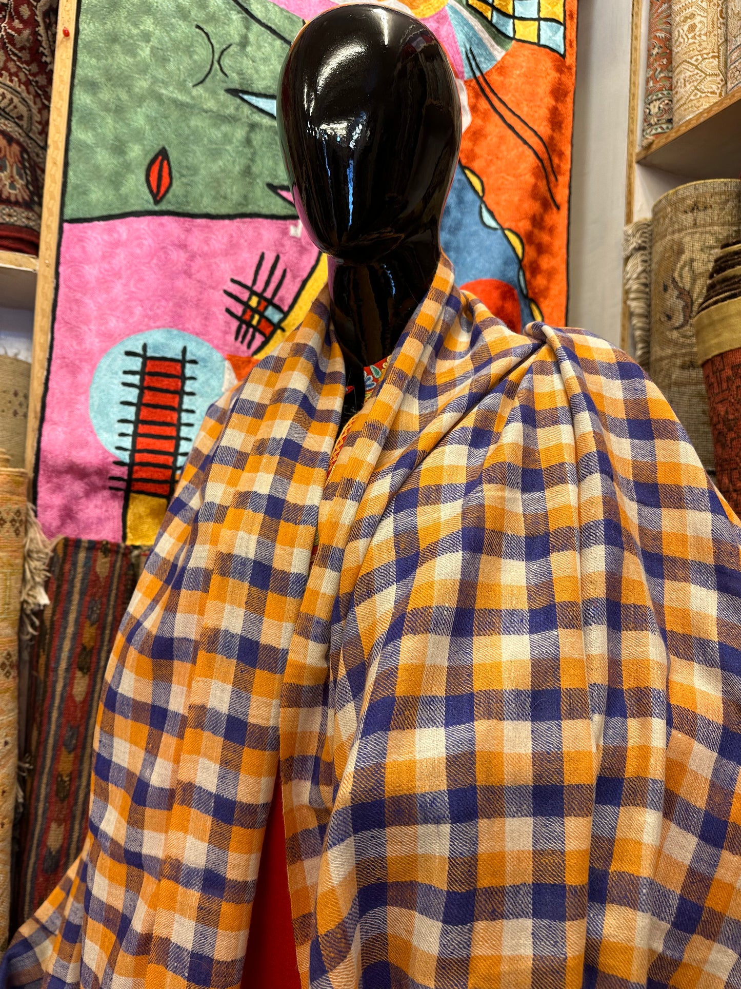 Check Pashmina Shawl ArtAsiaHandicrafts