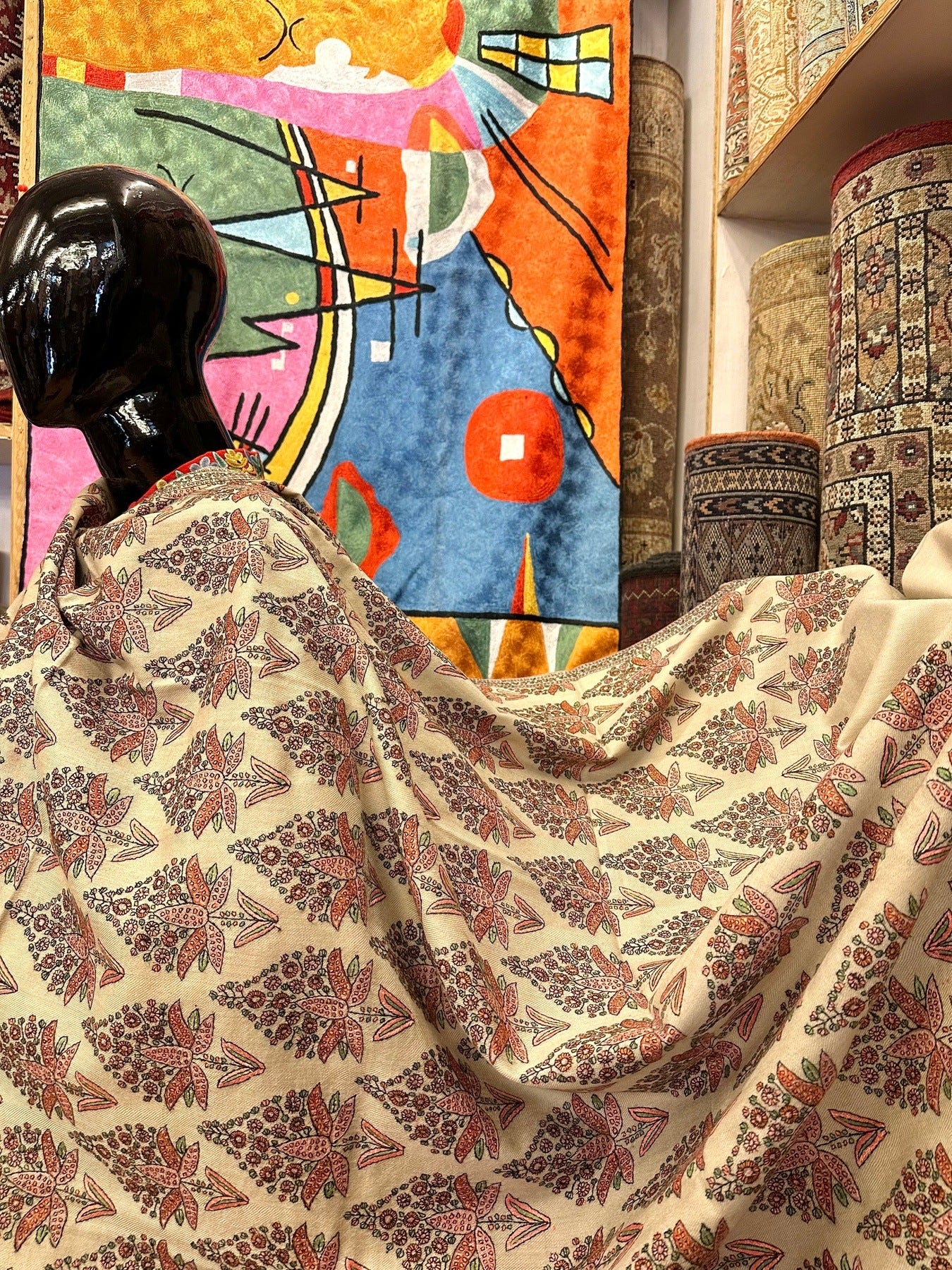 Ivory Bootedar Pashmina Shawl ArtAsiaHandicrafts