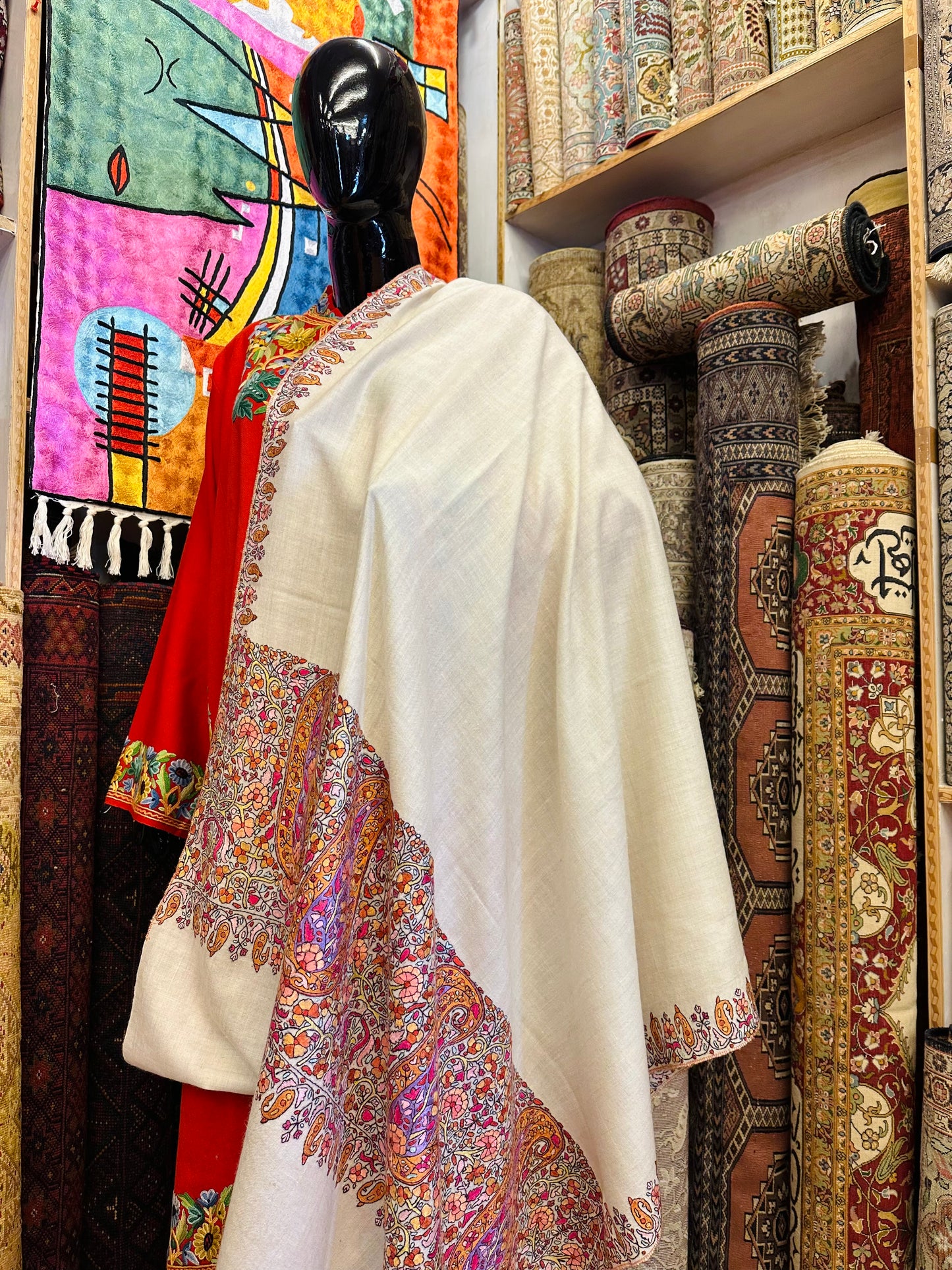 Ivory Palla Paper Mache Shawl ArtAsiaHandicrafts