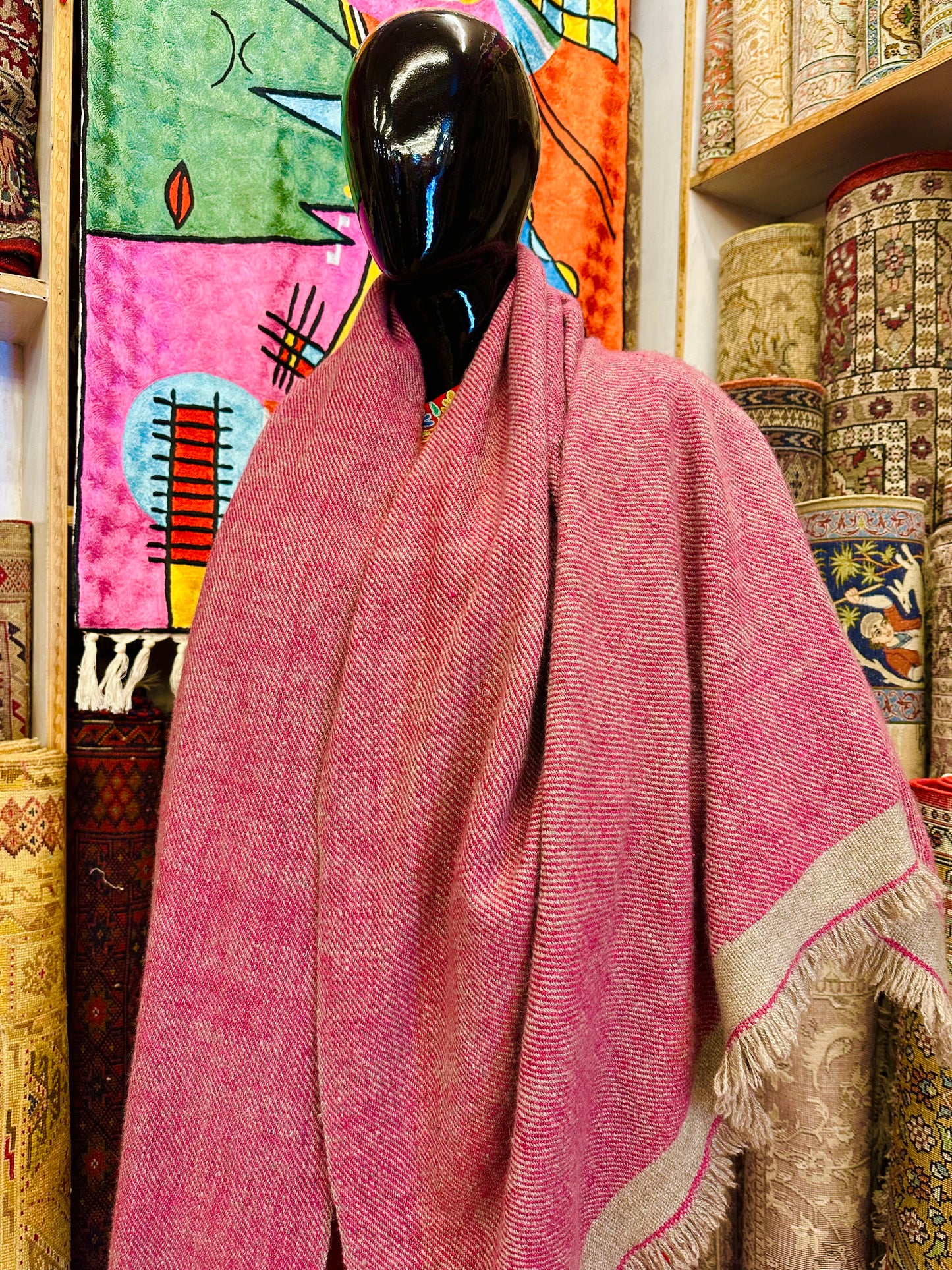 Pink Gi Plain Pashmina Shawl ArtAsiaHandicrafts