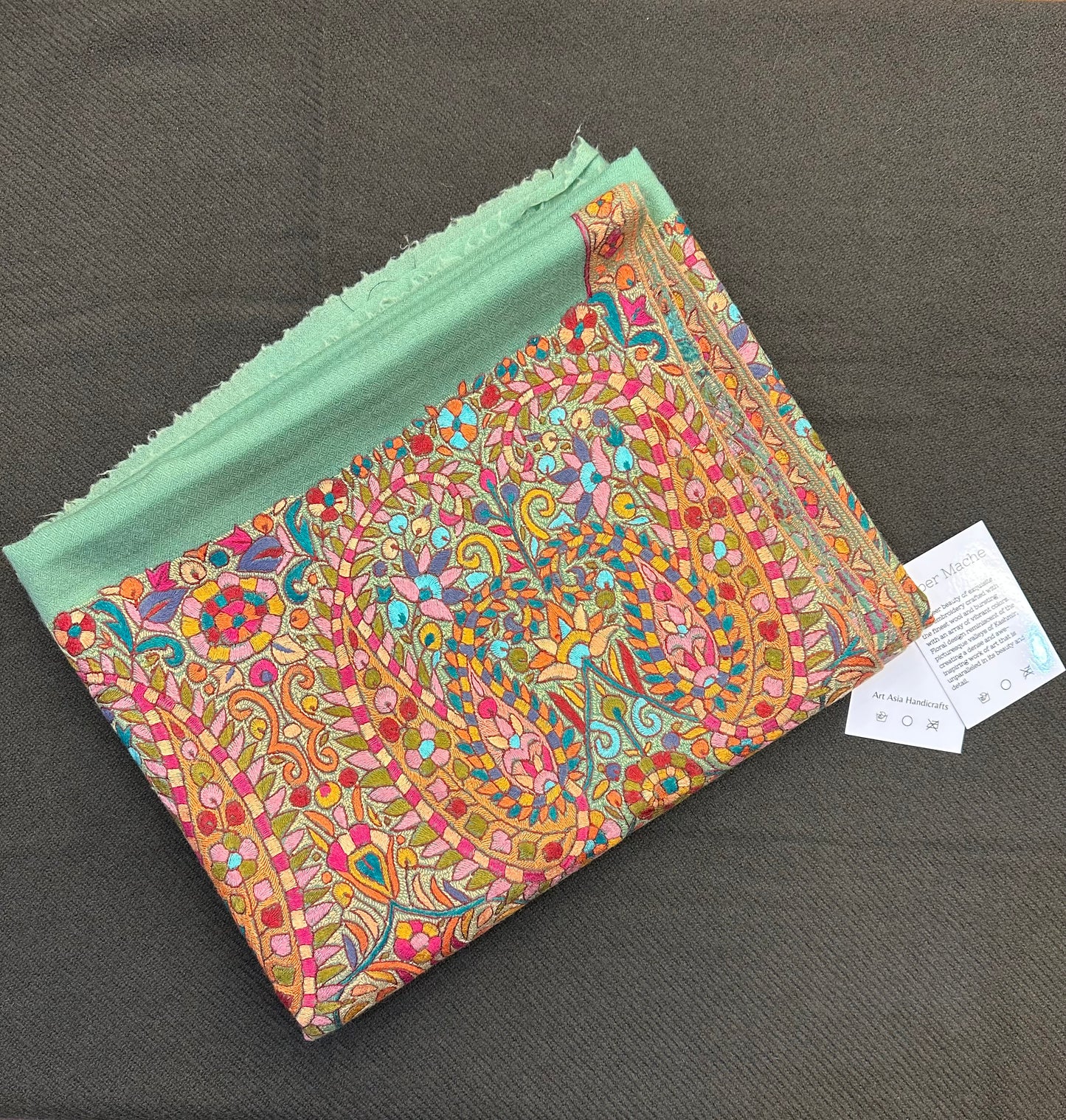 Turquoise Palla Paper Mache Shawl ArtAsiaHandicrafts