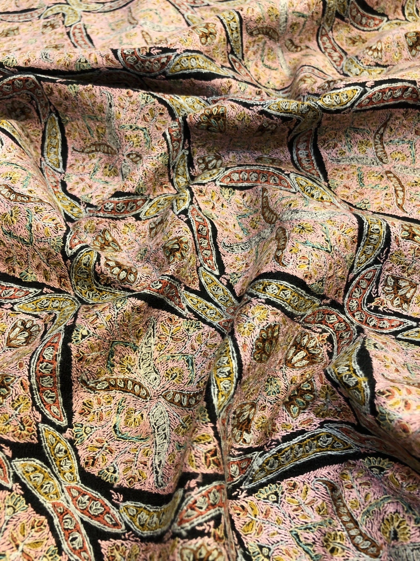 Black Sozni Pashmina Jamawar ArtAsiaHandicrafts