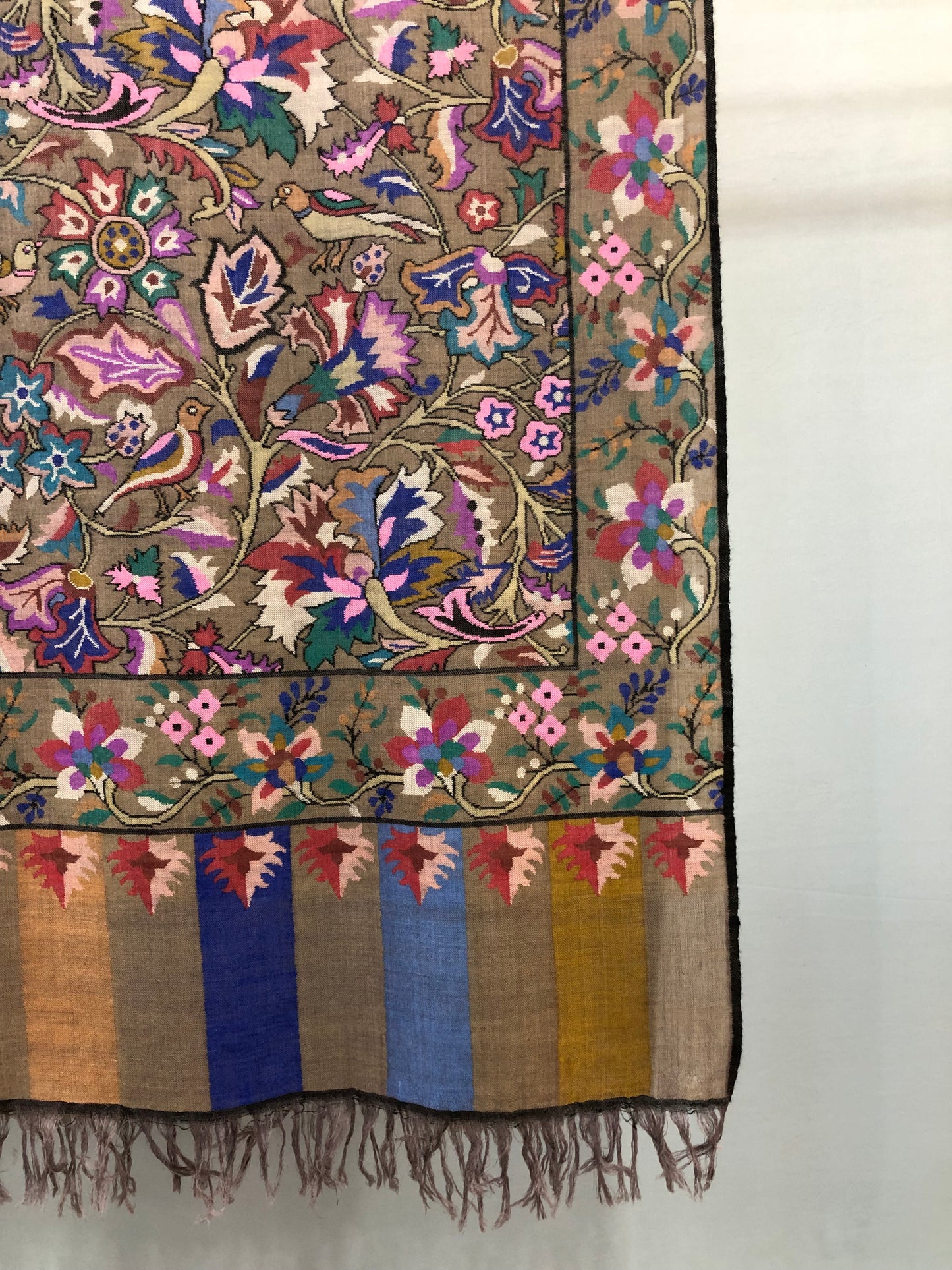 Pastel Brown Kani Pashmina Shawl ArtAsiaHandicrafts