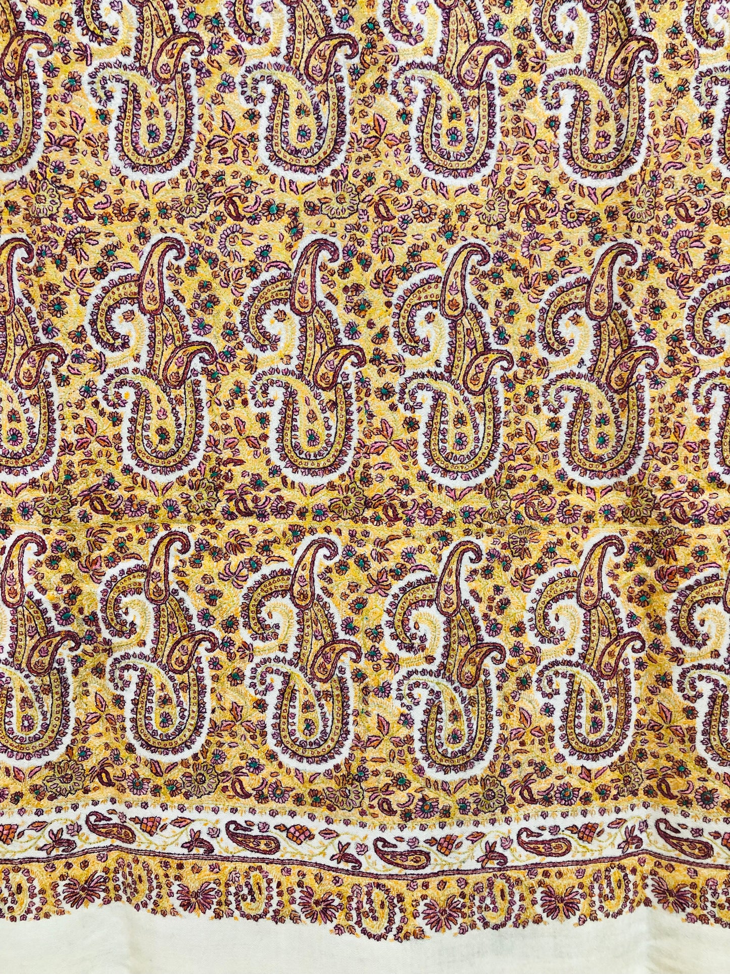 Yellow Sozni Pashmina Shawl ArtAsiaHandicrafts