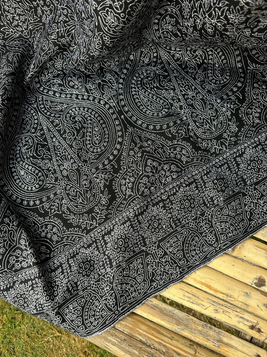 Black Sozni Pashmina Shawl ArtAsiaHandicrafts