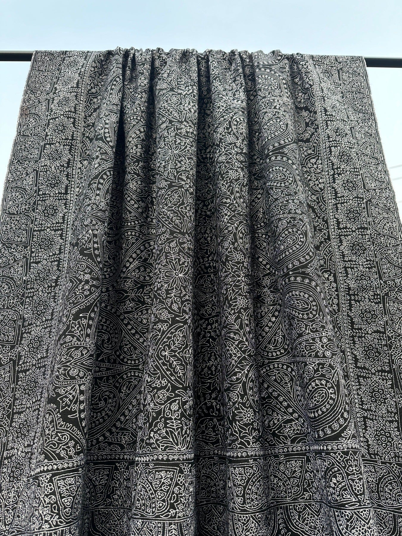Black Sozni Pashmina Shawl ArtAsiaHandicrafts