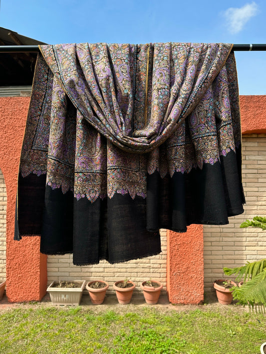 Black Sozni Pashmina Shawl ArtAsiaHandicrafts