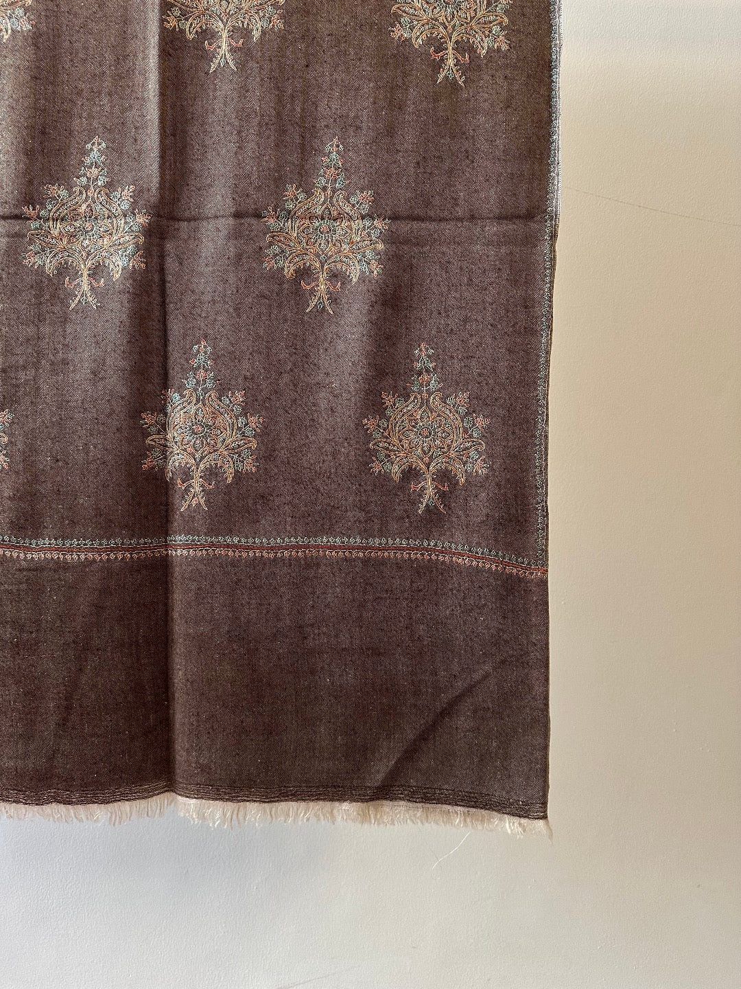 Brown Sozni Pashmina Shawl ArtAsiaHandicrafts