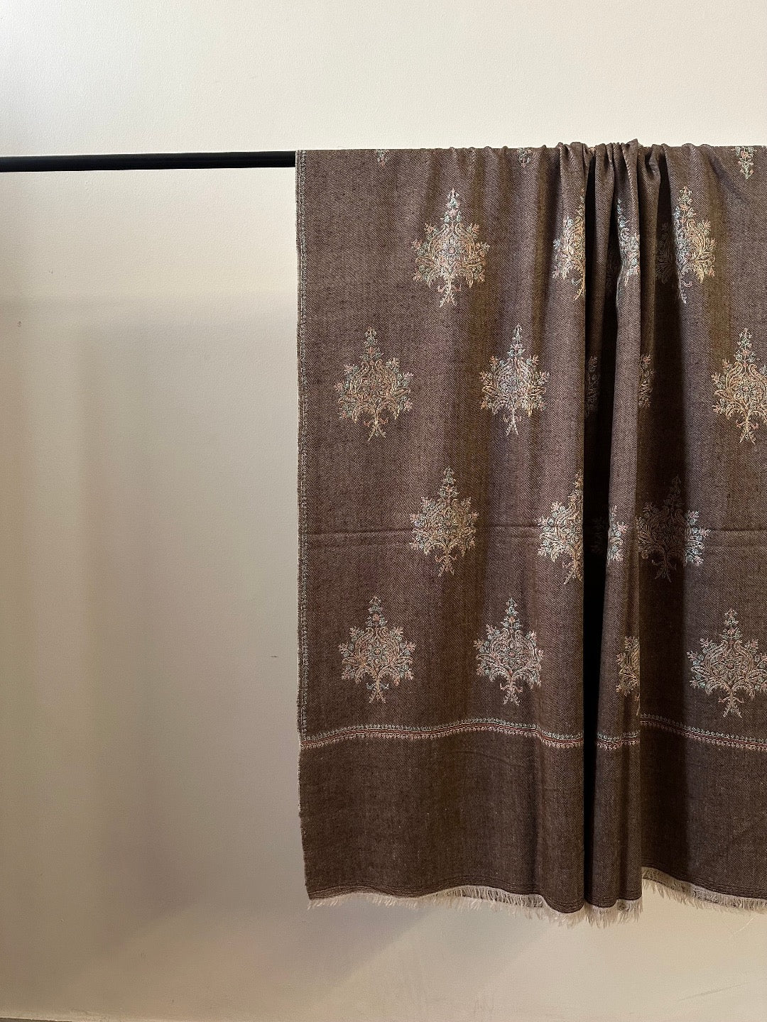 Brown Sozni Pashmina Shawl ArtAsiaHandicrafts