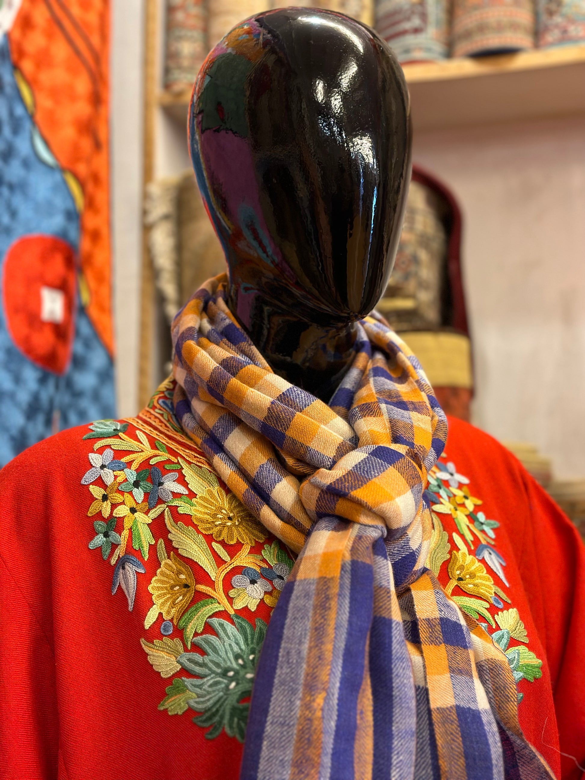 Check Pashmina Shawl ArtAsiaHandicrafts