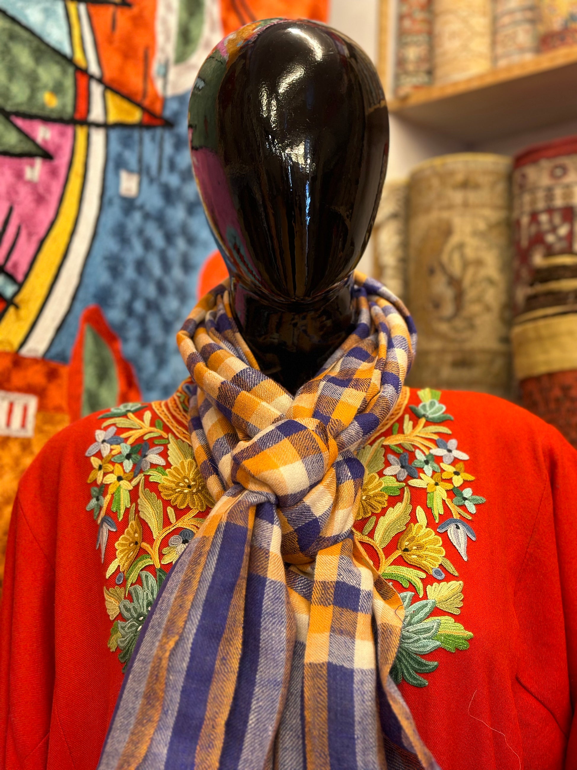 Check Pashmina Shawl ArtAsiaHandicrafts