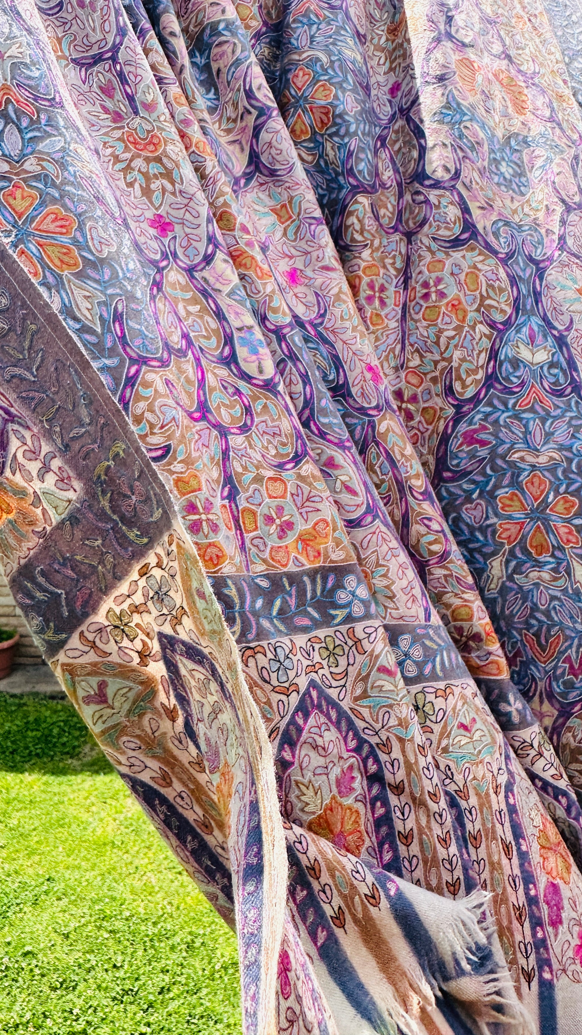 Colourful Kalamkari Pashmina Shawl - Main Image