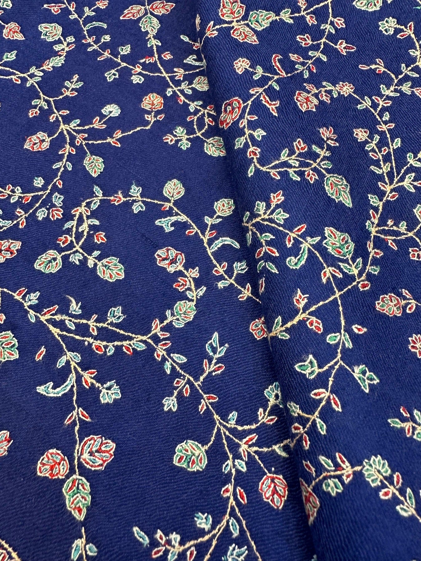 Dark Blue Sozni Pashmina Shawl ArtAsiaHandicrafts