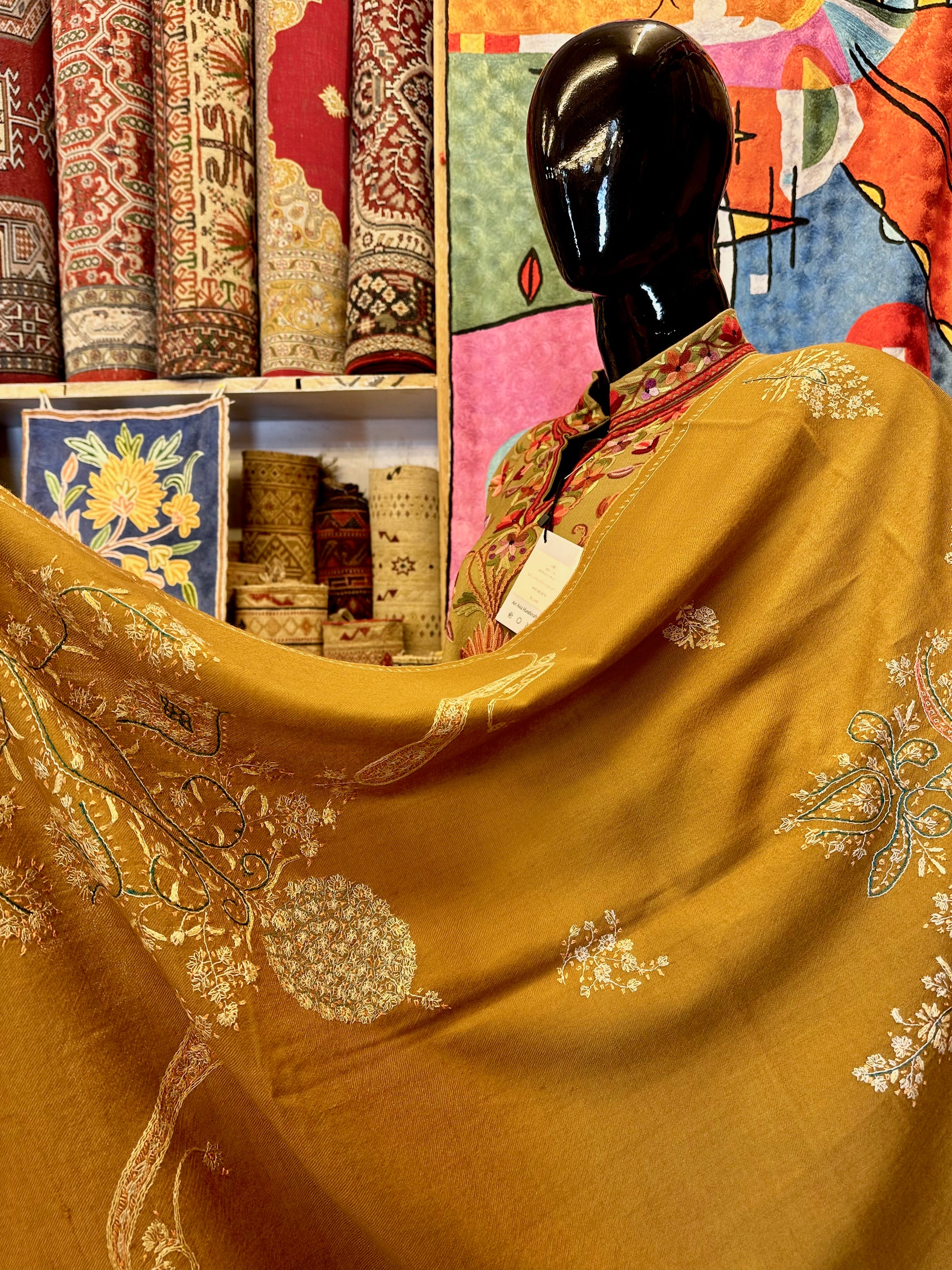Gold Sozni Pashmina Shawl ArtAsiaHandicrafts