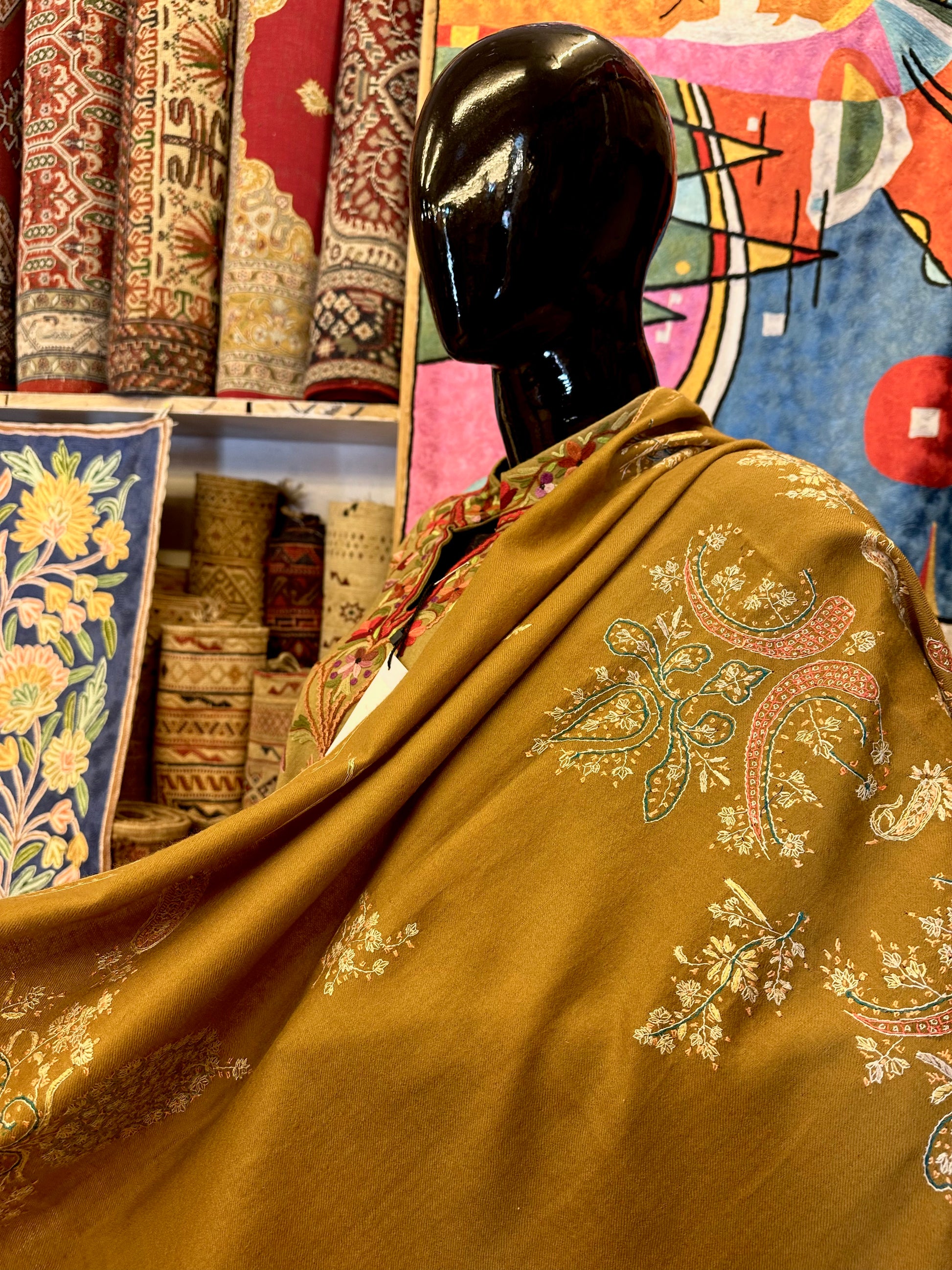 Gold Sozni Pashmina Shawl ArtAsiaHandicrafts