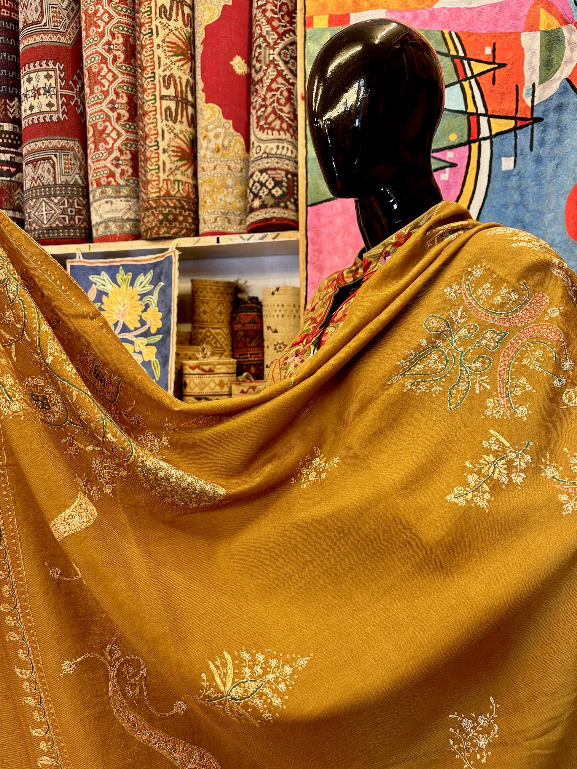 Gold Sozni Pashmina Shawl ArtAsiaHandicrafts