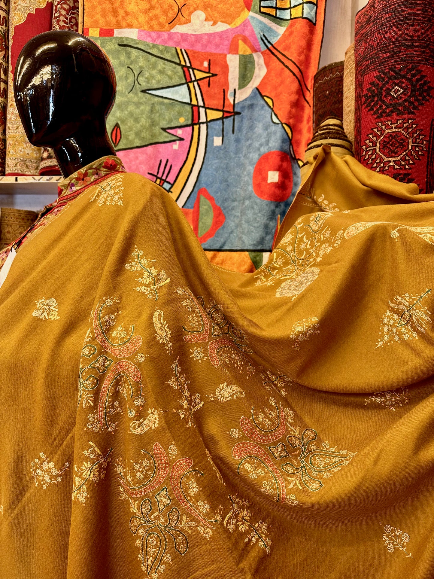 Gold Sozni Pashmina Shawl ArtAsiaHandicrafts