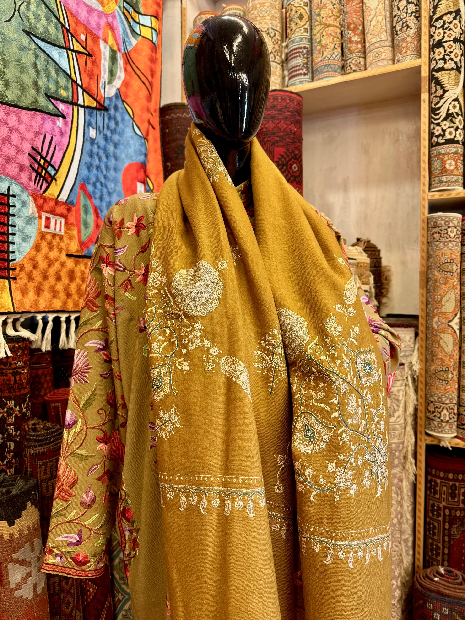 Gold Sozni Pashmina Shawl ArtAsiaHandicrafts
