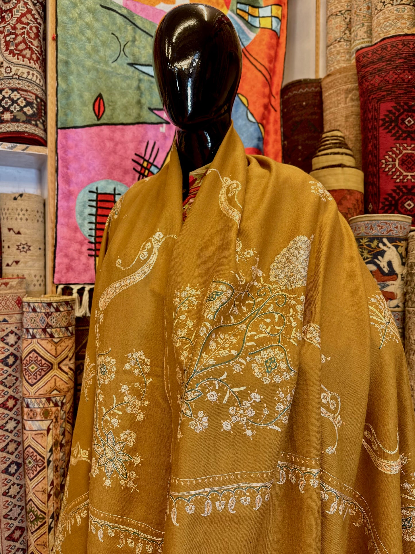 Gold Sozni Pashmina Shawl ArtAsiaHandicrafts