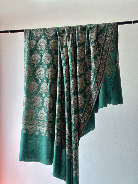 Green Bootedar Pashmina Shawl ArtAsiaHandicrafts