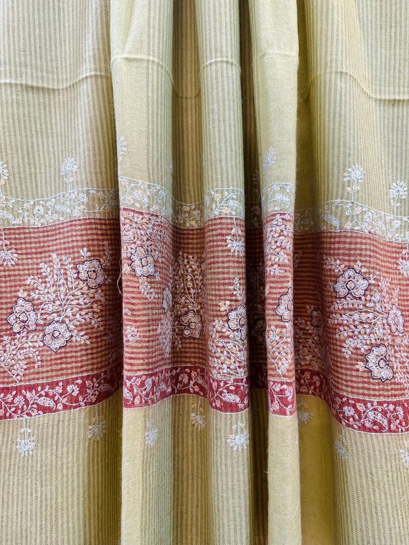 Grey Olive Sozni Pashmina Shawl ArtAsiaHandicrafts