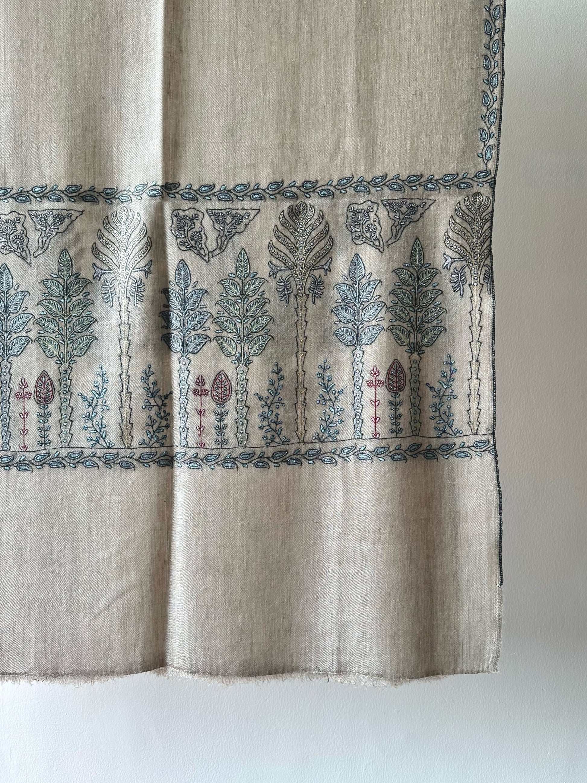 Grey Sozni Pashmina Shawl ArtAsiaHandicrafts