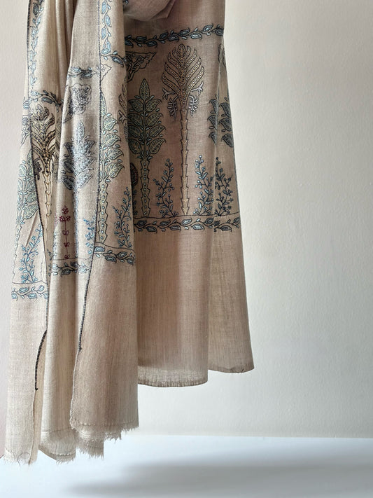 Grey Sozni Pashmina Shawl ArtAsiaHandicrafts