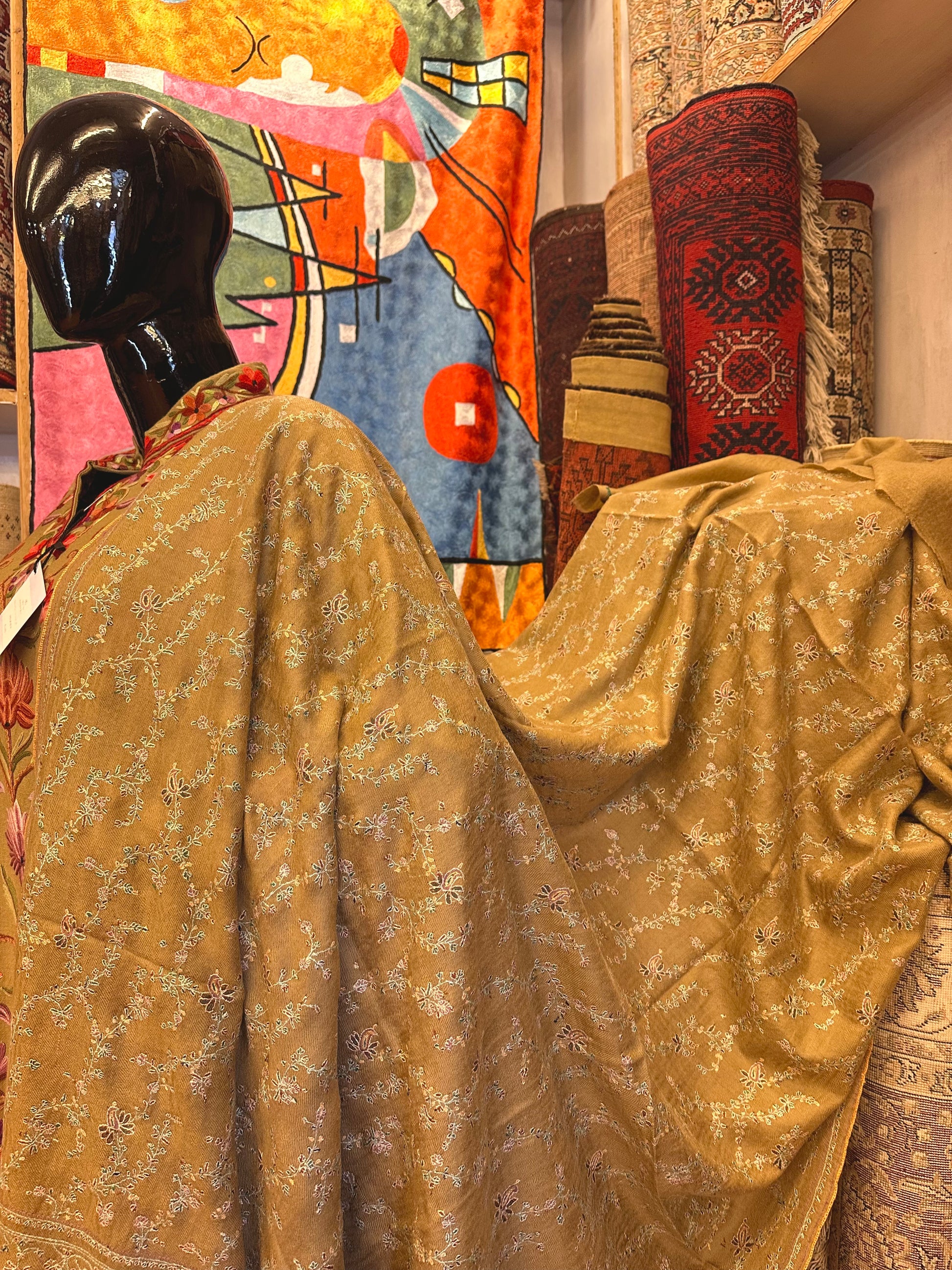 Harvest Gold Sozni Pashmina Shawl ArtAsiaHandicrafts