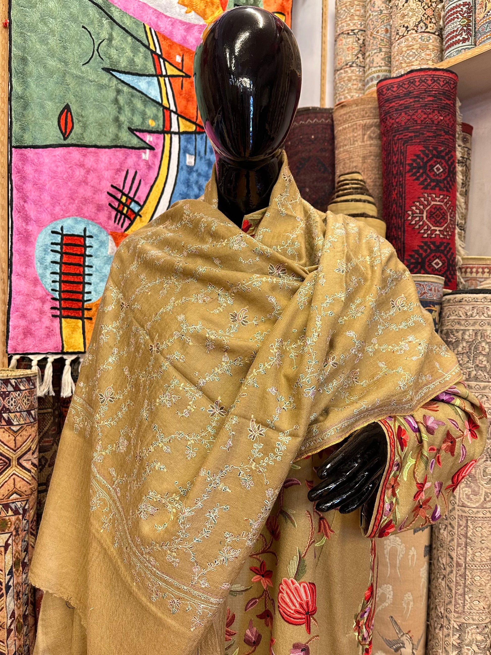 Harvest Gold Sozni Pashmina Shawl ArtAsiaHandicrafts