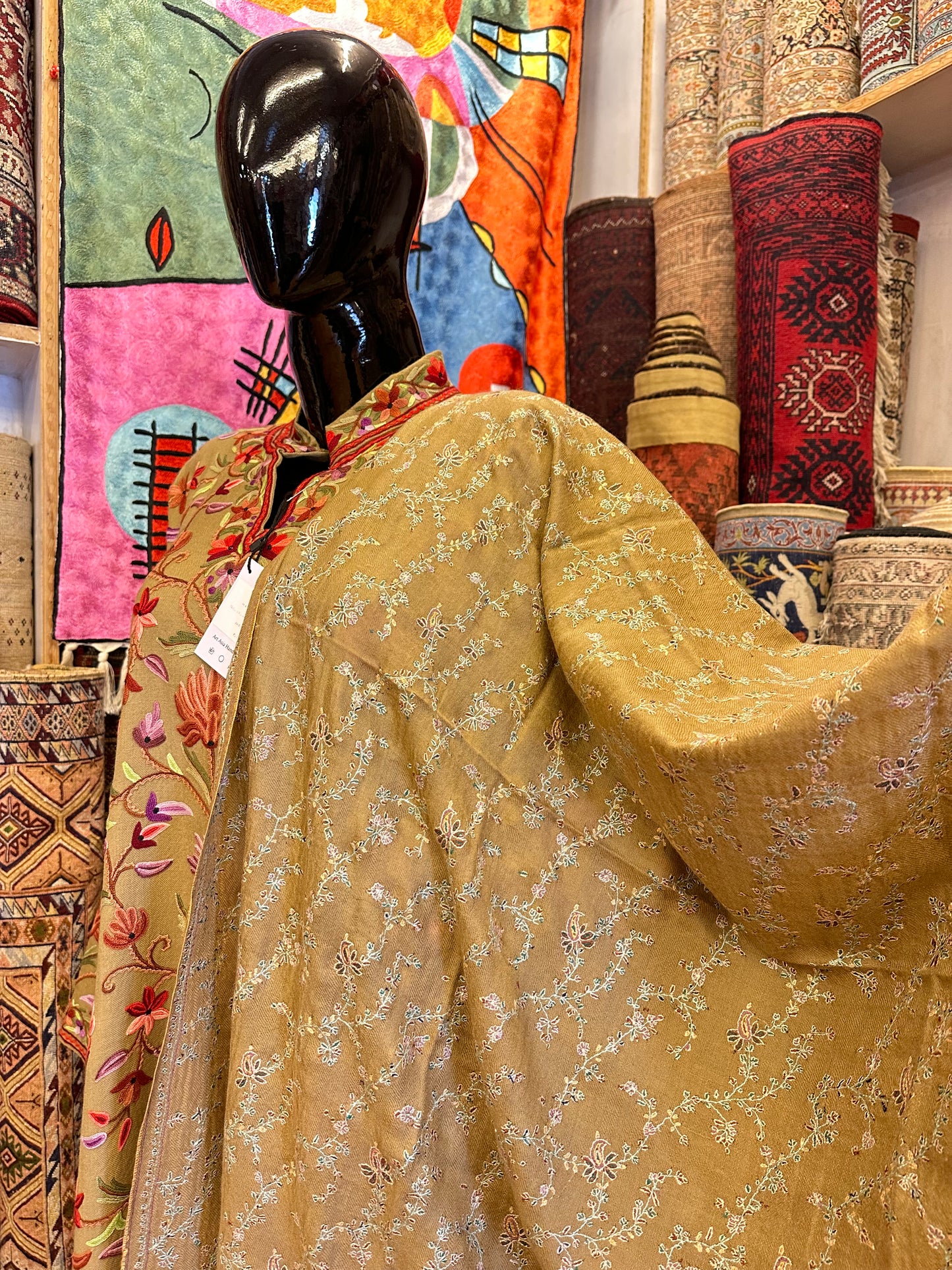 Harvest Gold Sozni Pashmina Shawl ArtAsiaHandicrafts