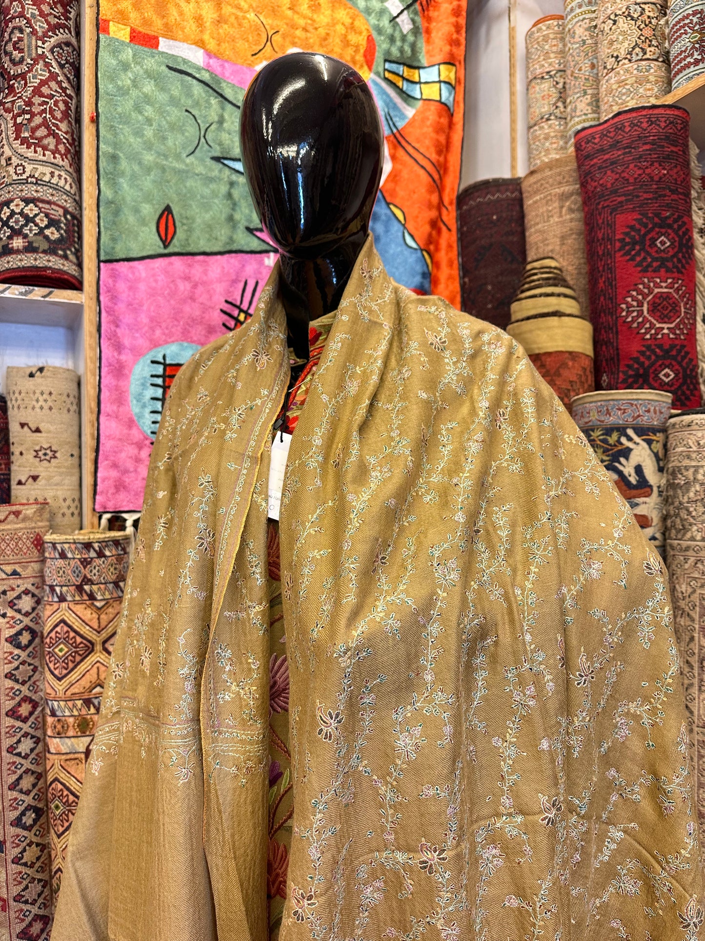 Harvest Gold Sozni Pashmina Shawl ArtAsiaHandicrafts