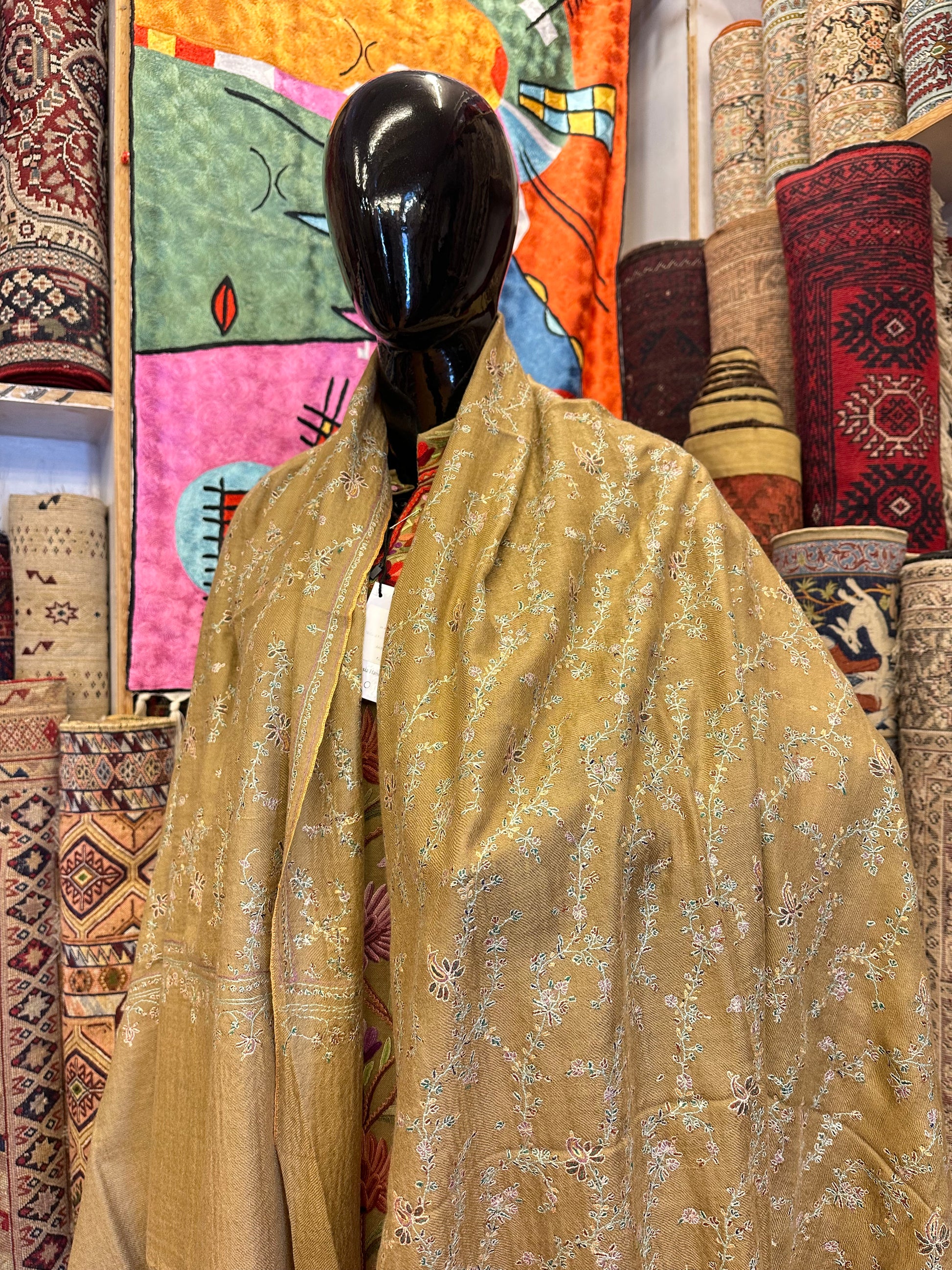 Harvest Gold Sozni Pashmina Shawl ArtAsiaHandicrafts