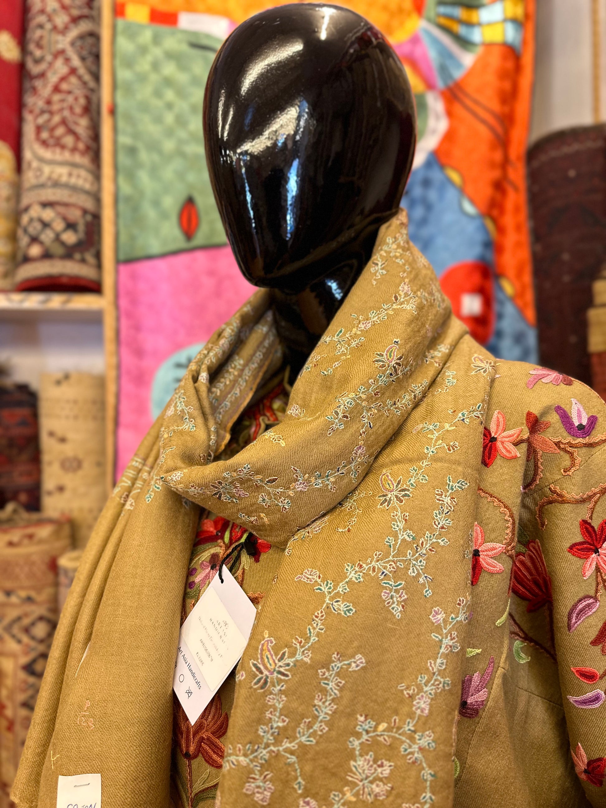 Harvest Gold Sozni Pashmina Shawl ArtAsiaHandicrafts