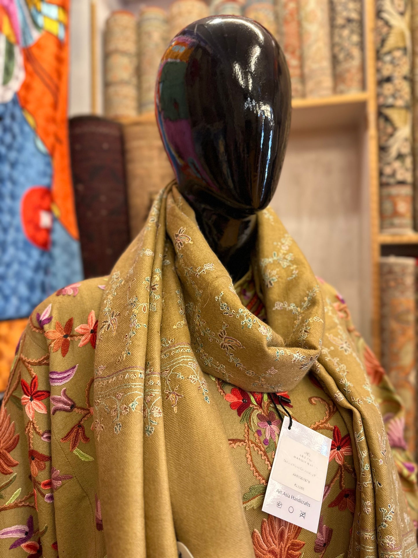 Harvest Gold Sozni Pashmina Shawl ArtAsiaHandicrafts