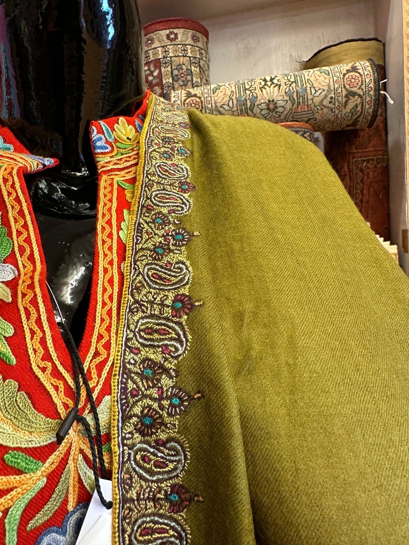 Hazel Green Palla Sozni Shawl ArtAsiaHandicrafts