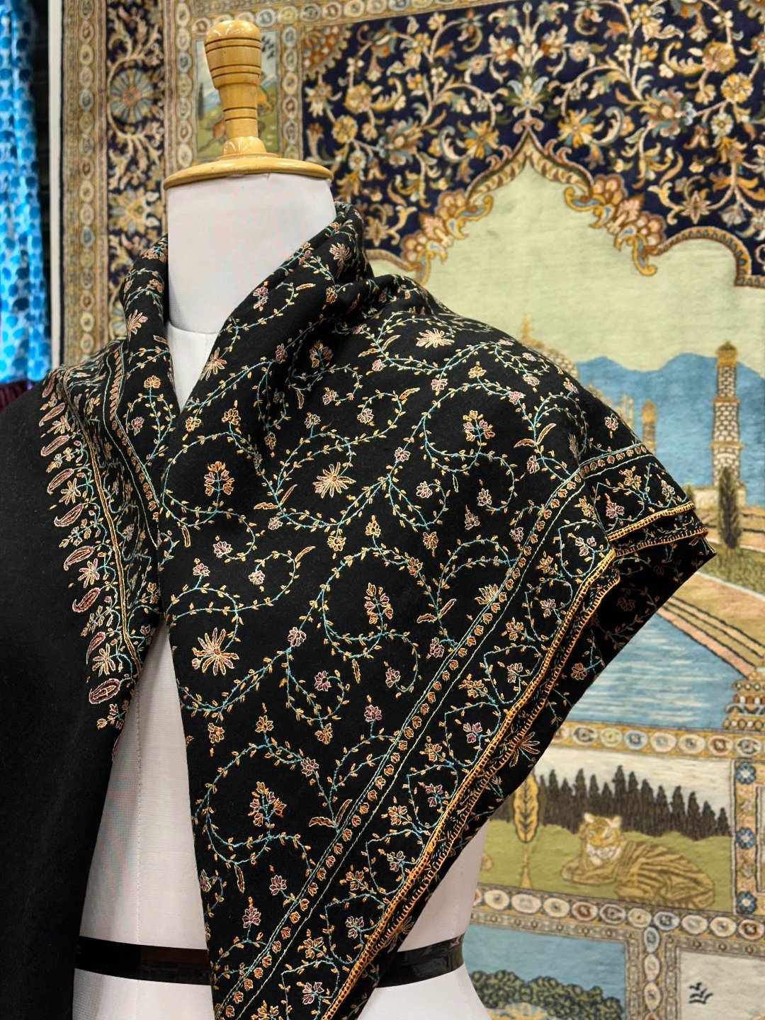 Black Embroidery Shawl 