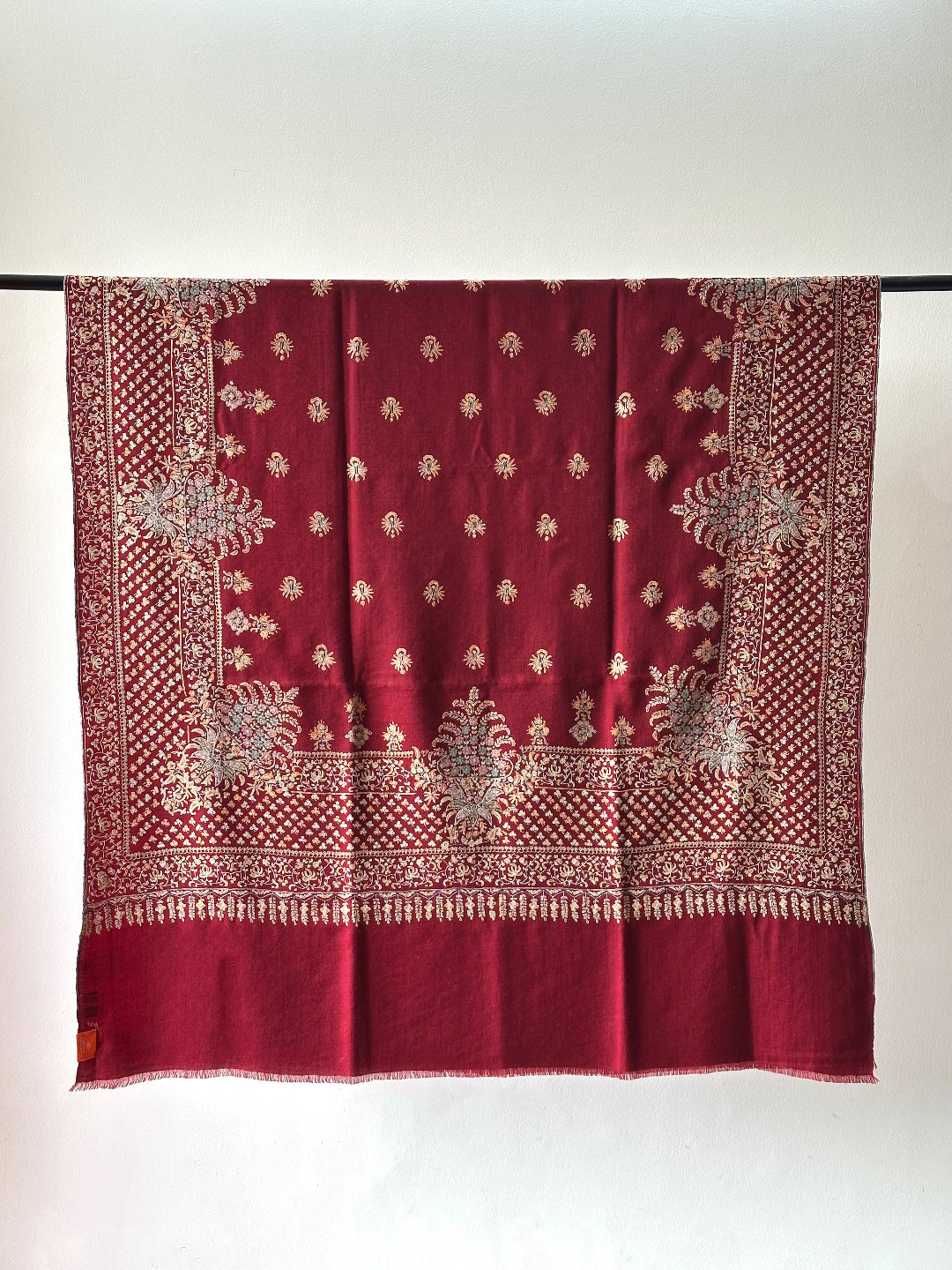 LUXURY HEIRLOOM STYLE PURE MAROON RED PASHMINA SHAWL