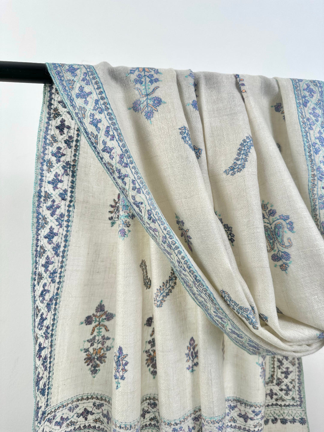 White Butah Pashmina Scarf