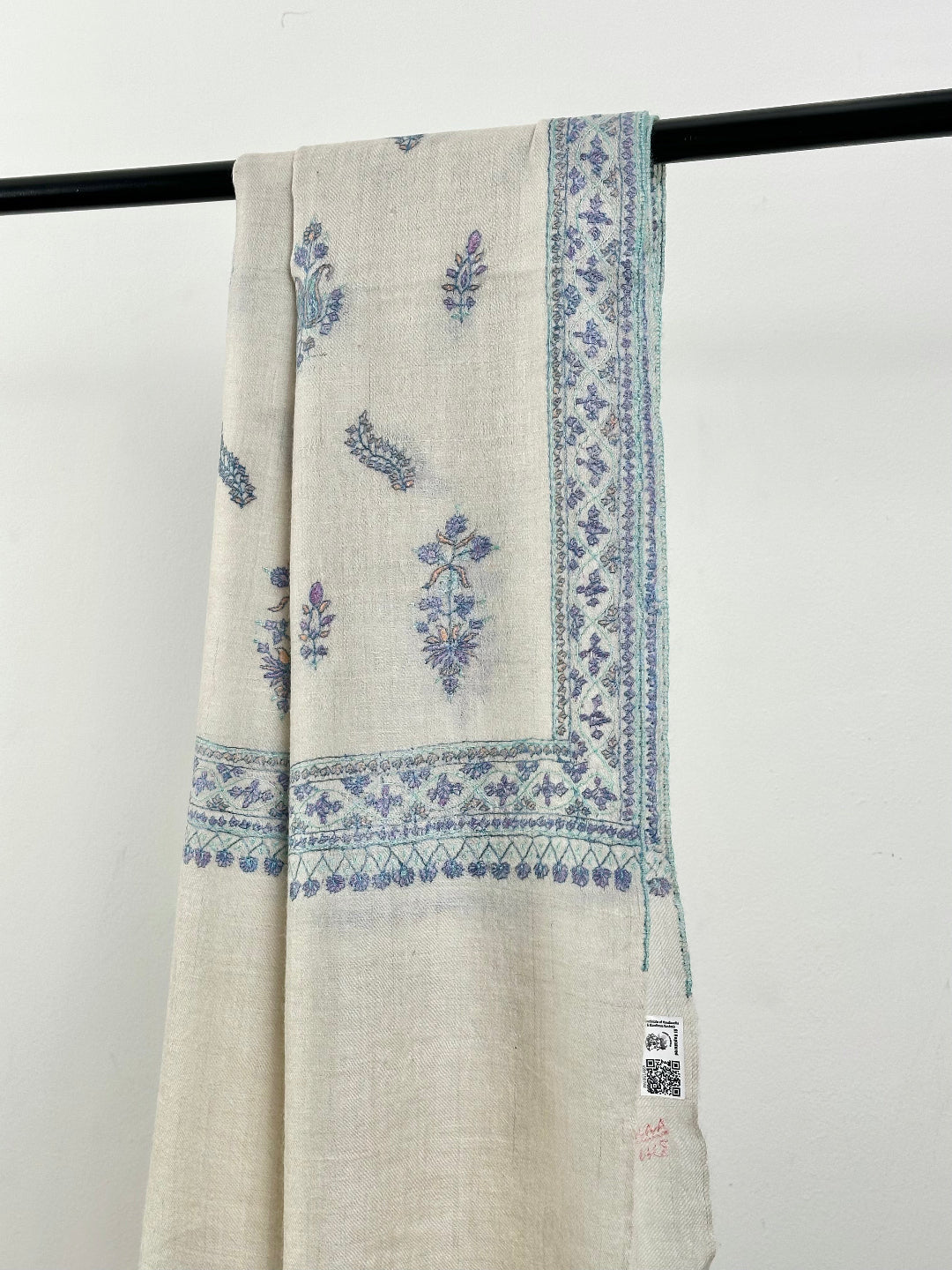 White Butah Pashmina Scarf