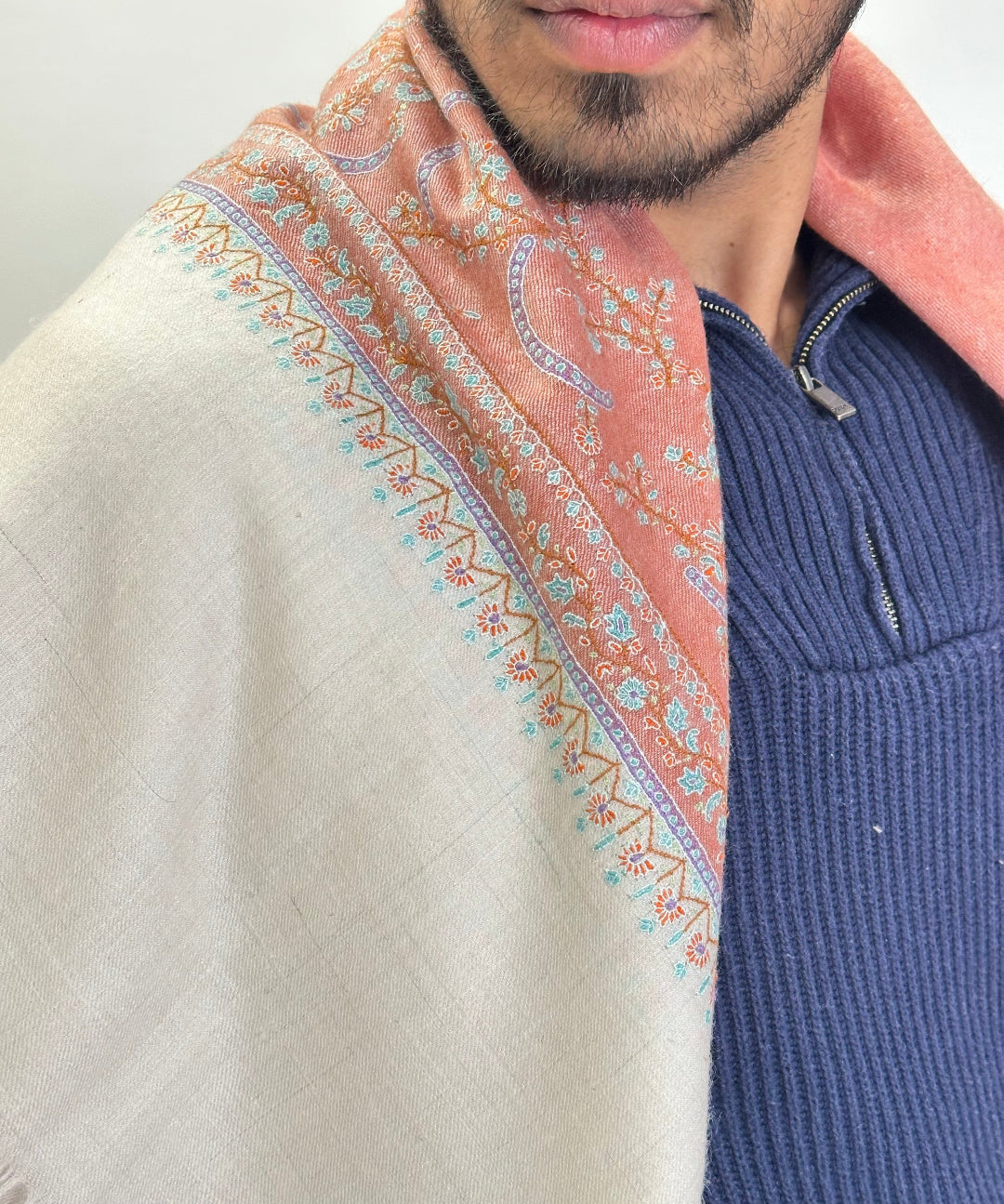 HAUTE COUTURE WEAR FASHION PEACH PASHMINA SHAWL