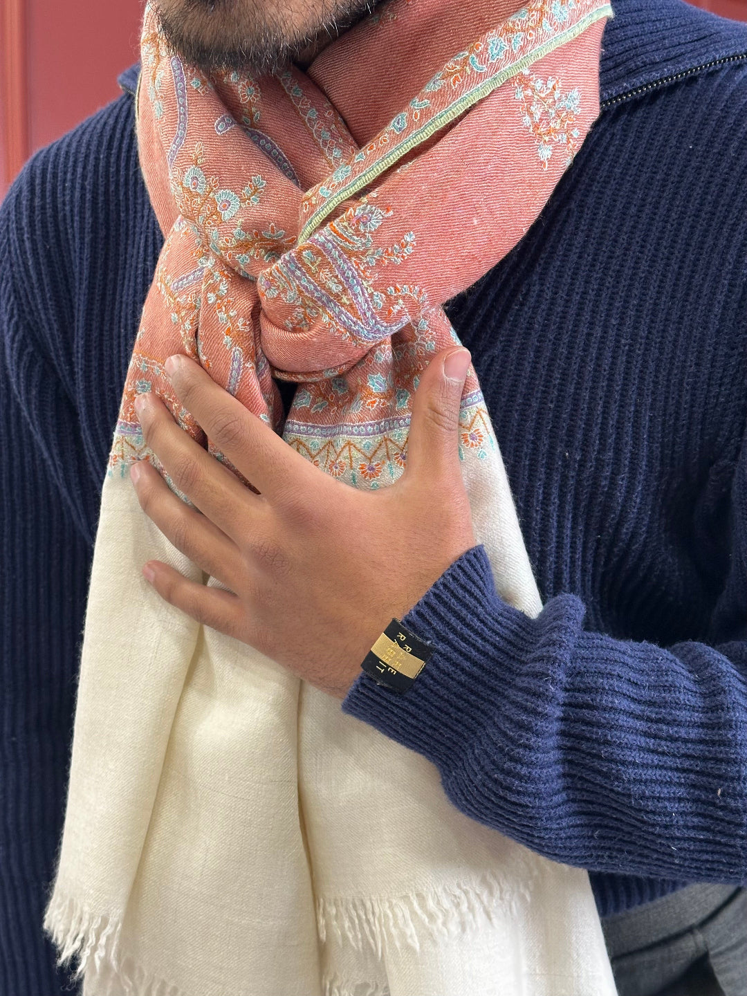 HAUTE COUTURE WEAR FASHION PEACH PASHMINA SHAWL