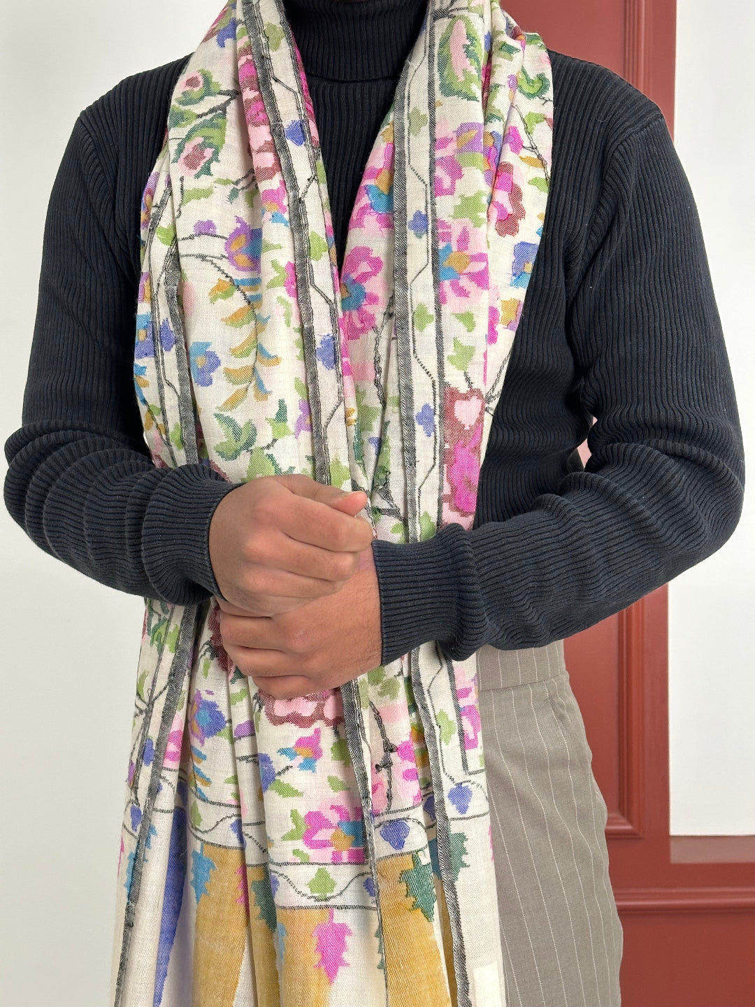 HANDSPUN HANDWOVEN WEAR WHITE KANI PASHMINA SHAWL