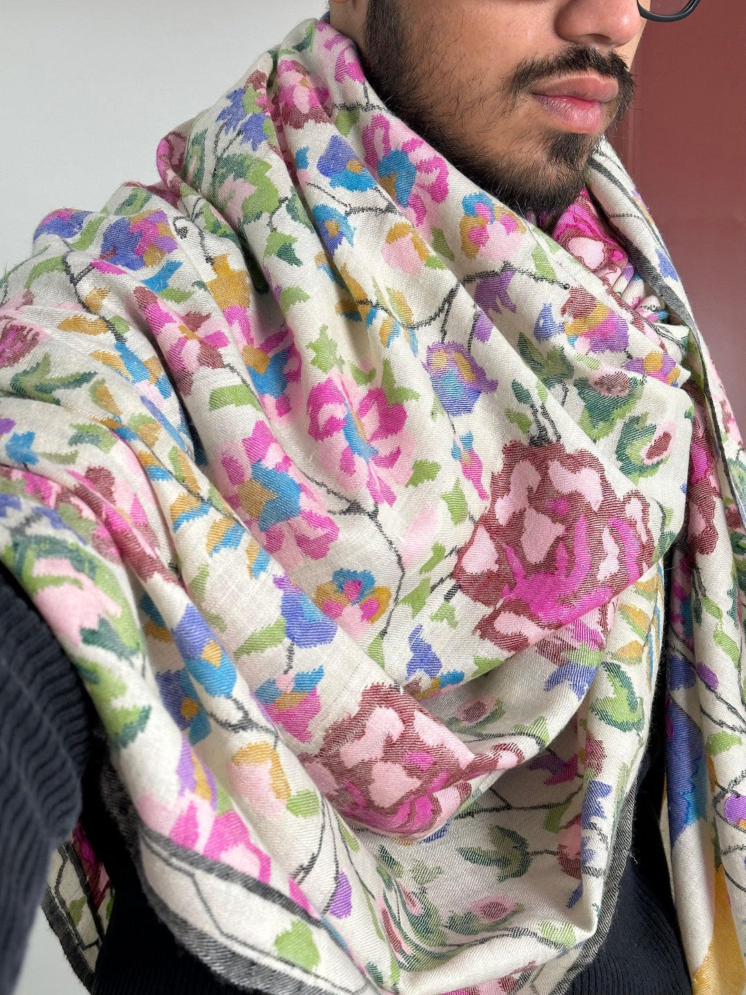 HANDSPUN HANDWOVEN WEAR WHITE KANI PASHMINA SHAWL