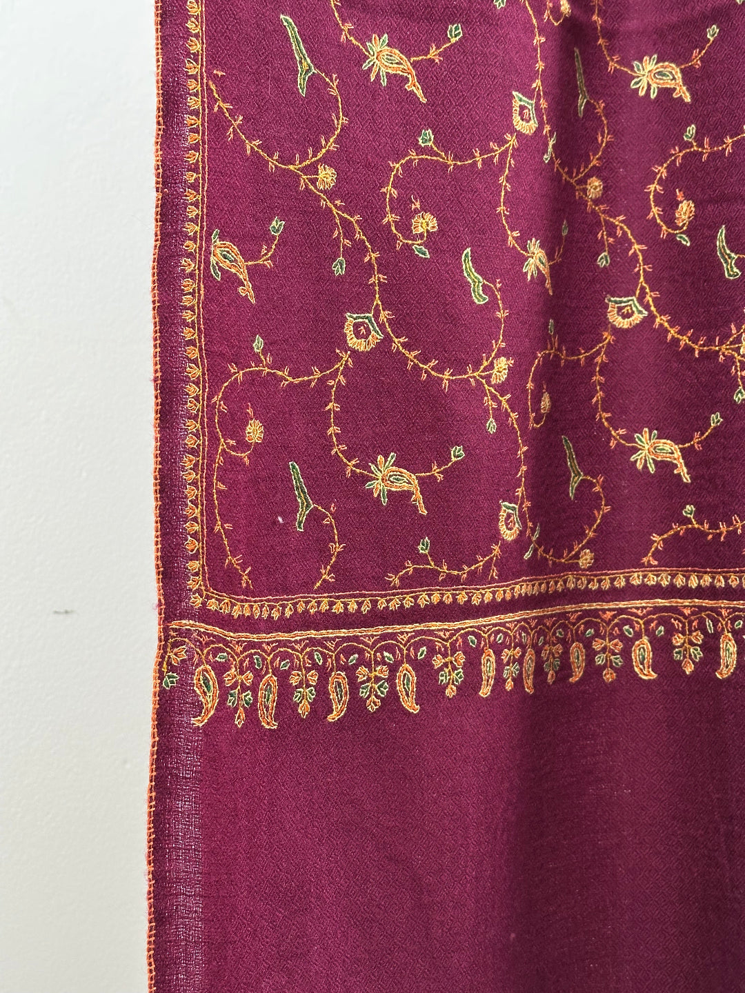 Wine Pashmina Sozni Scarf