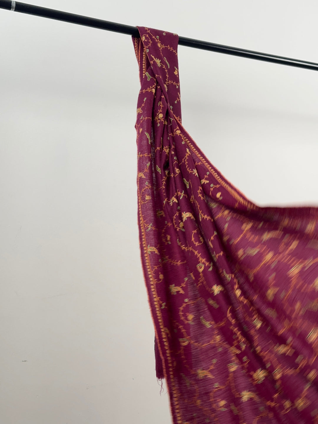 Wine Pashmina Sozni Scarf