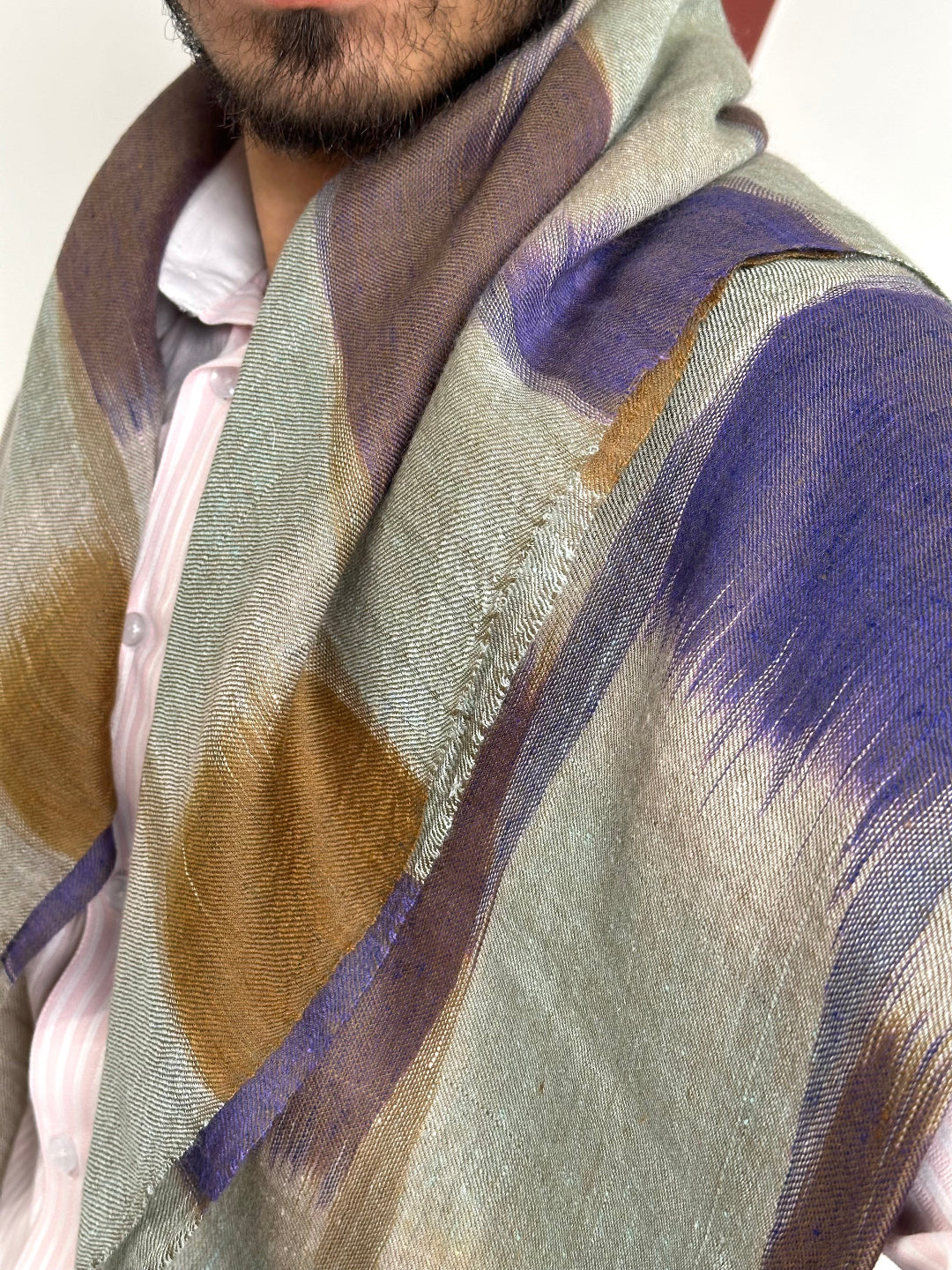 HANDWOVEN STYLE MULTICOLOUR IKAT PASHMINA SHAWL