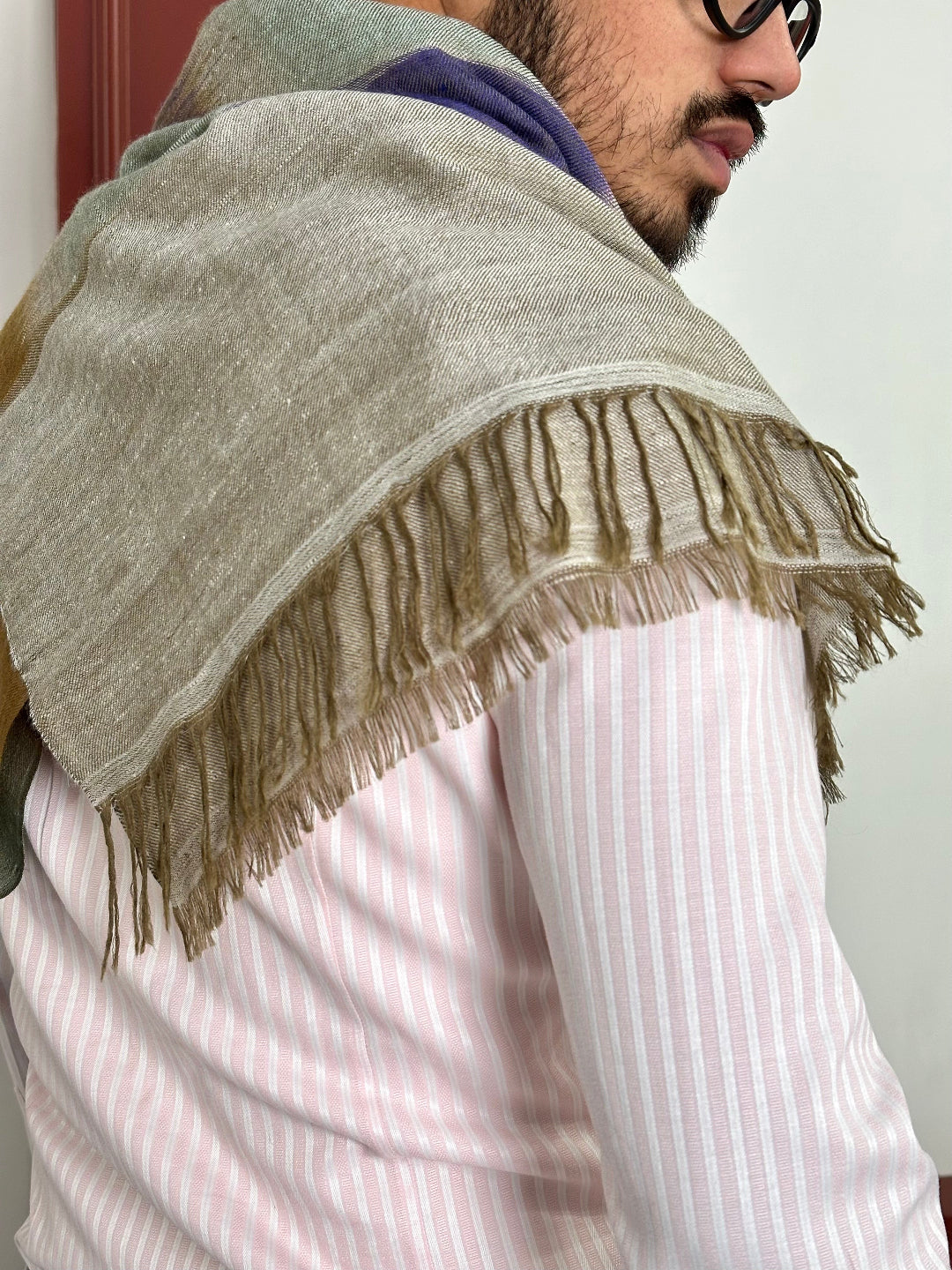 HANDWOVEN STYLE MULTICOLOUR IKAT PASHMINA SHAWL