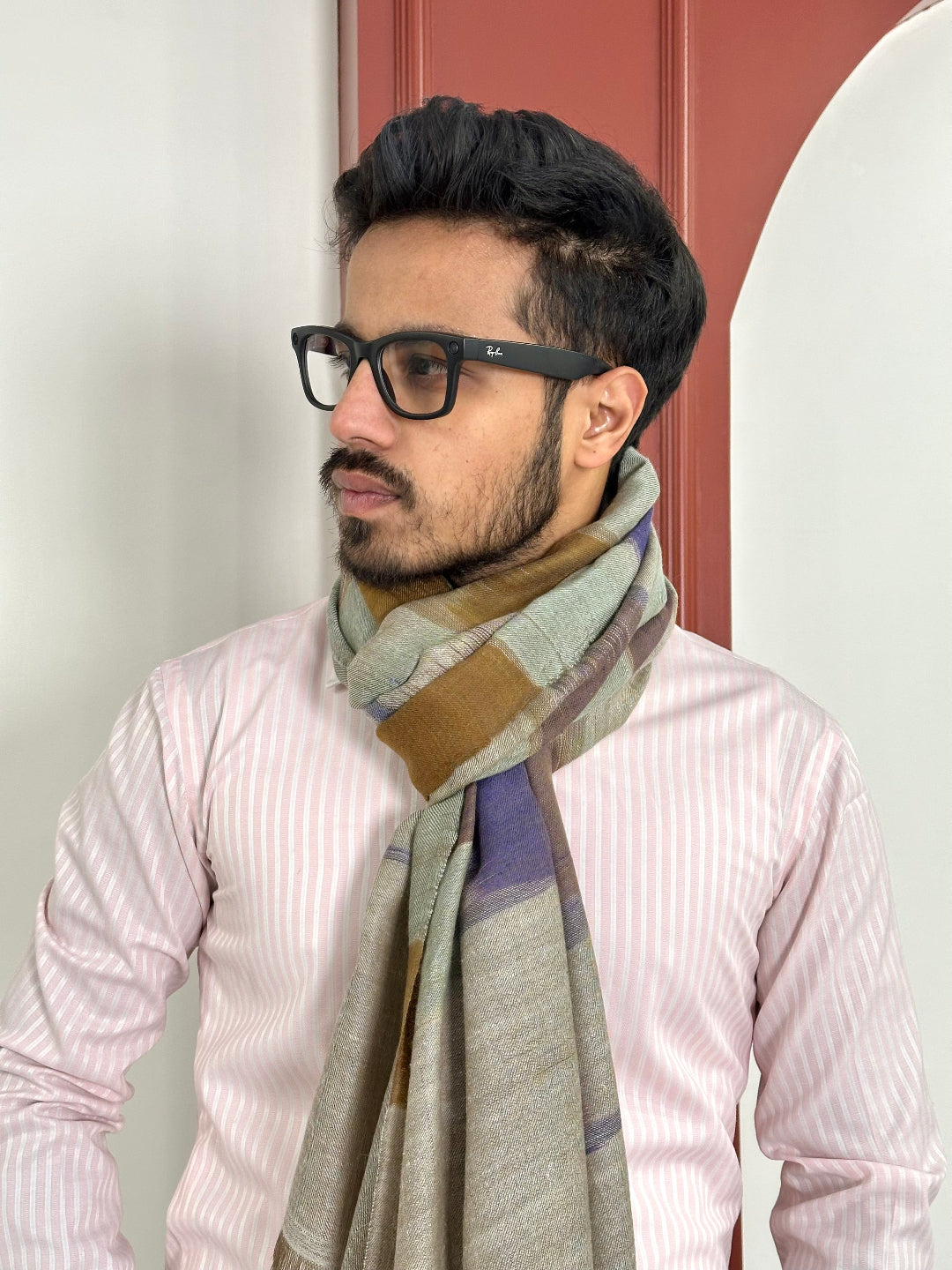 HANDWOVEN STYLE MULTICOLOUR IKAT PASHMINA SHAWL