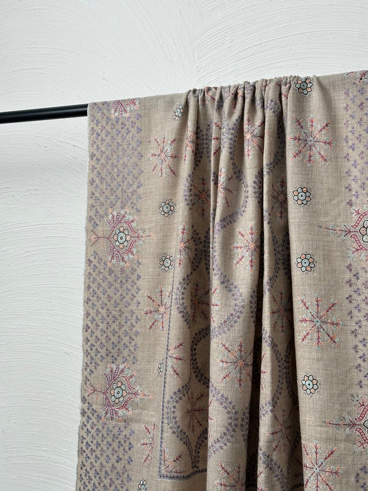 FINE DESIGNER HANDMADE BEIGE COLOUR PASHMINA SHAWL